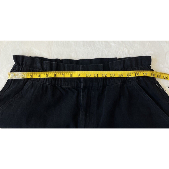 Culpos X Inc Women Paperbag Jeans 18 Black High Rise Elastic Waist Pockets NEW - Picture 5 of 11